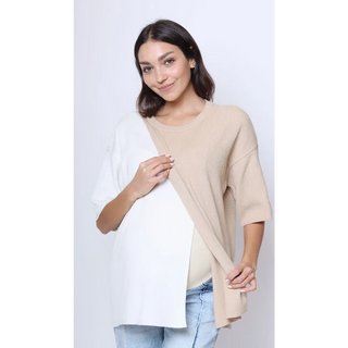 Le Bicolor Top (Sand/ White) - M-L / Beige - lebump.mx