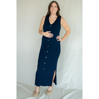 Le Button Dress (Navy) - Unitalla / Navy - lebump.mx