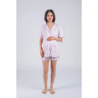 Le Short Striped Pijama (Pink / White) - lebump.mx